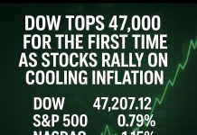 Stocks Rally And Dow Closes above 47,000 for First Time After Cooler-Than-Expected Inflation Report